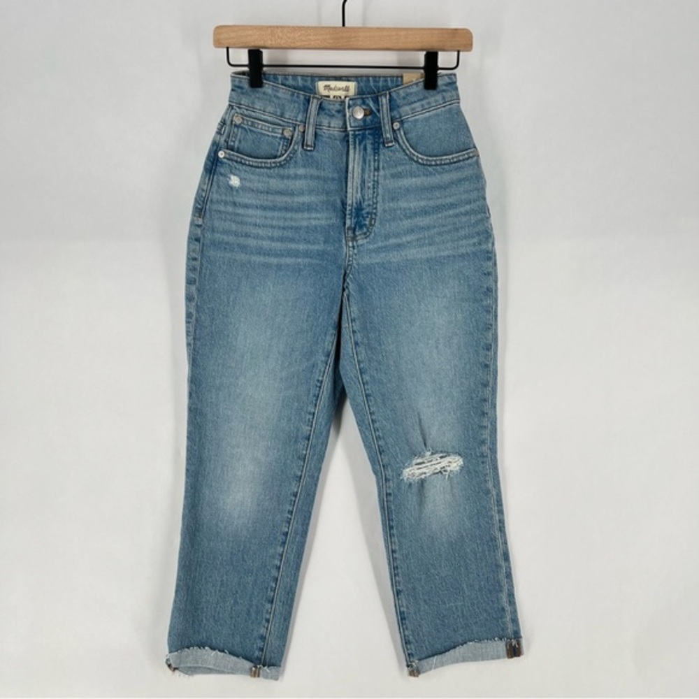 Madewell‎ The Curvy Perfect Vintage Jean Distressed Light Wash Denim Cutoff Crop